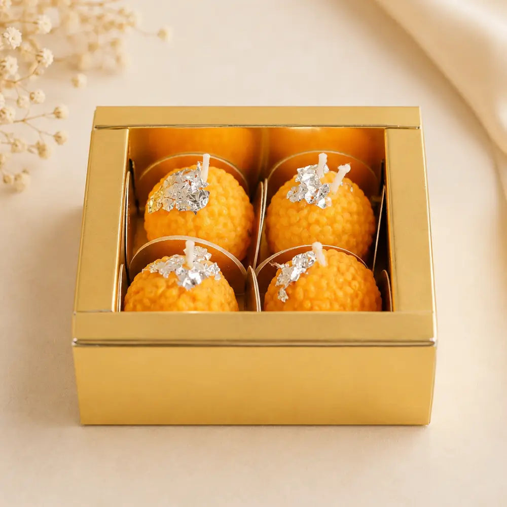 Motichoor Laddu Candle Set – Traditional Festive Decor & Gifting