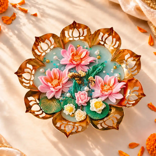 Blushing Lotus Garden Elephant Urli Candle