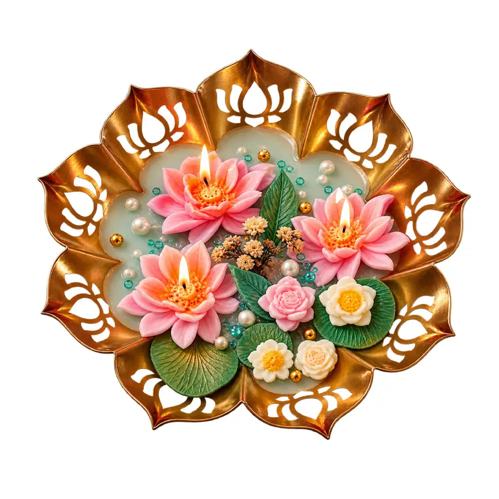 Blushing Lotus Garden Elephant Urli Candle