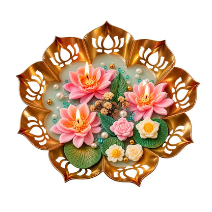 Blushing Lotus Garden Elephant Urli Candle