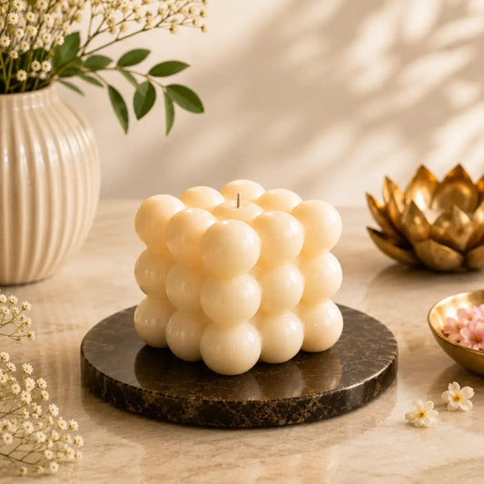 Bubble Cube Rose Scented Soy Wax Candle