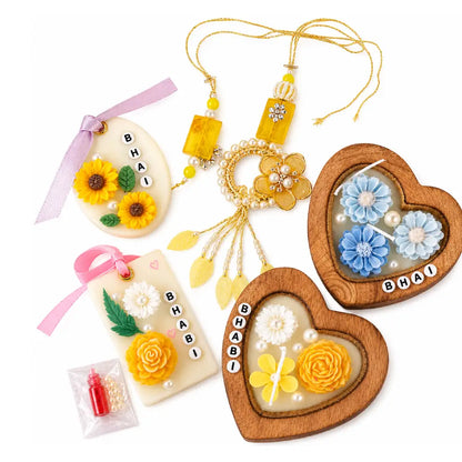 Rakhi Gift Hamper with Decorative Floral Candles