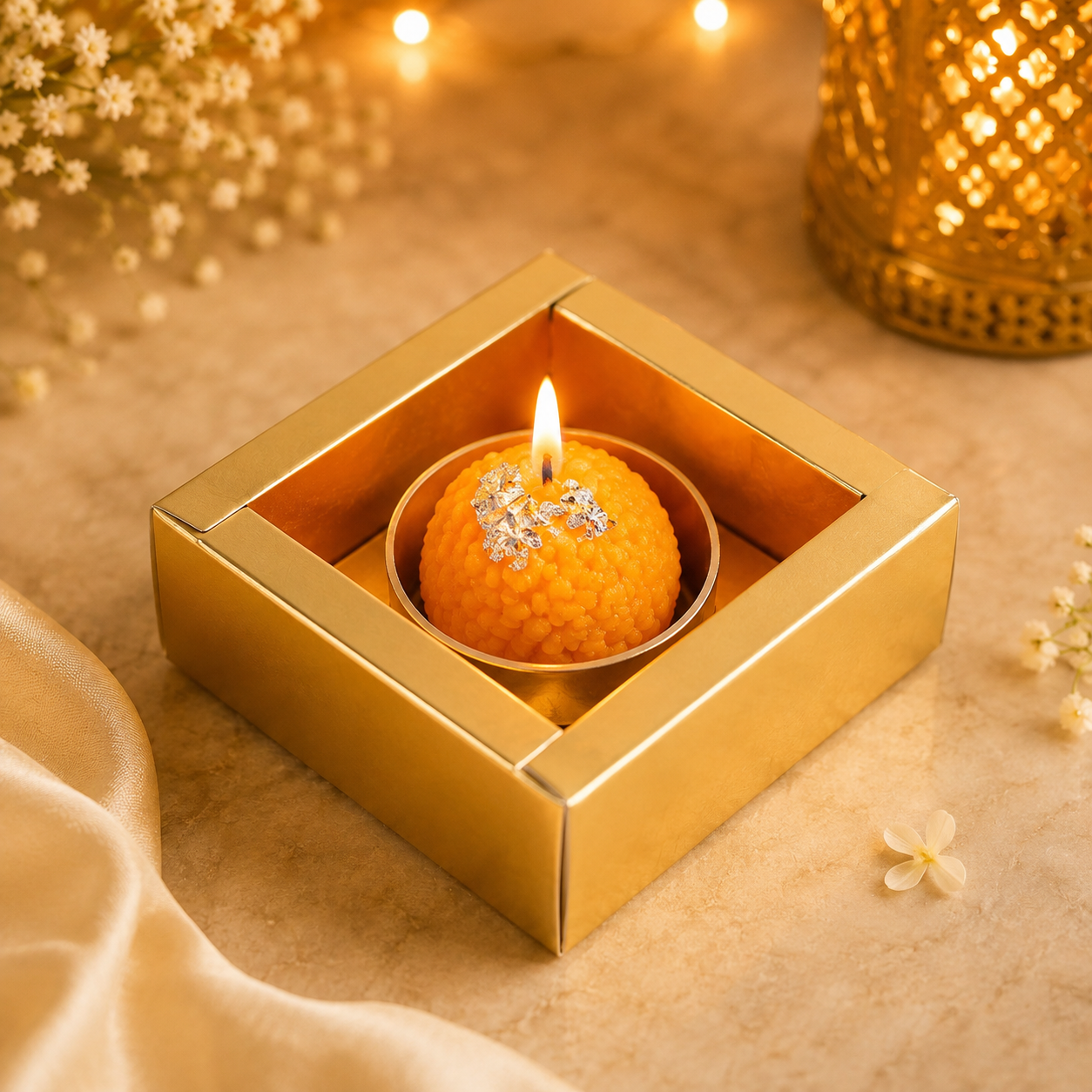 Motichoor Laddu Candle Set – Traditional Festive Decor & Gifting
