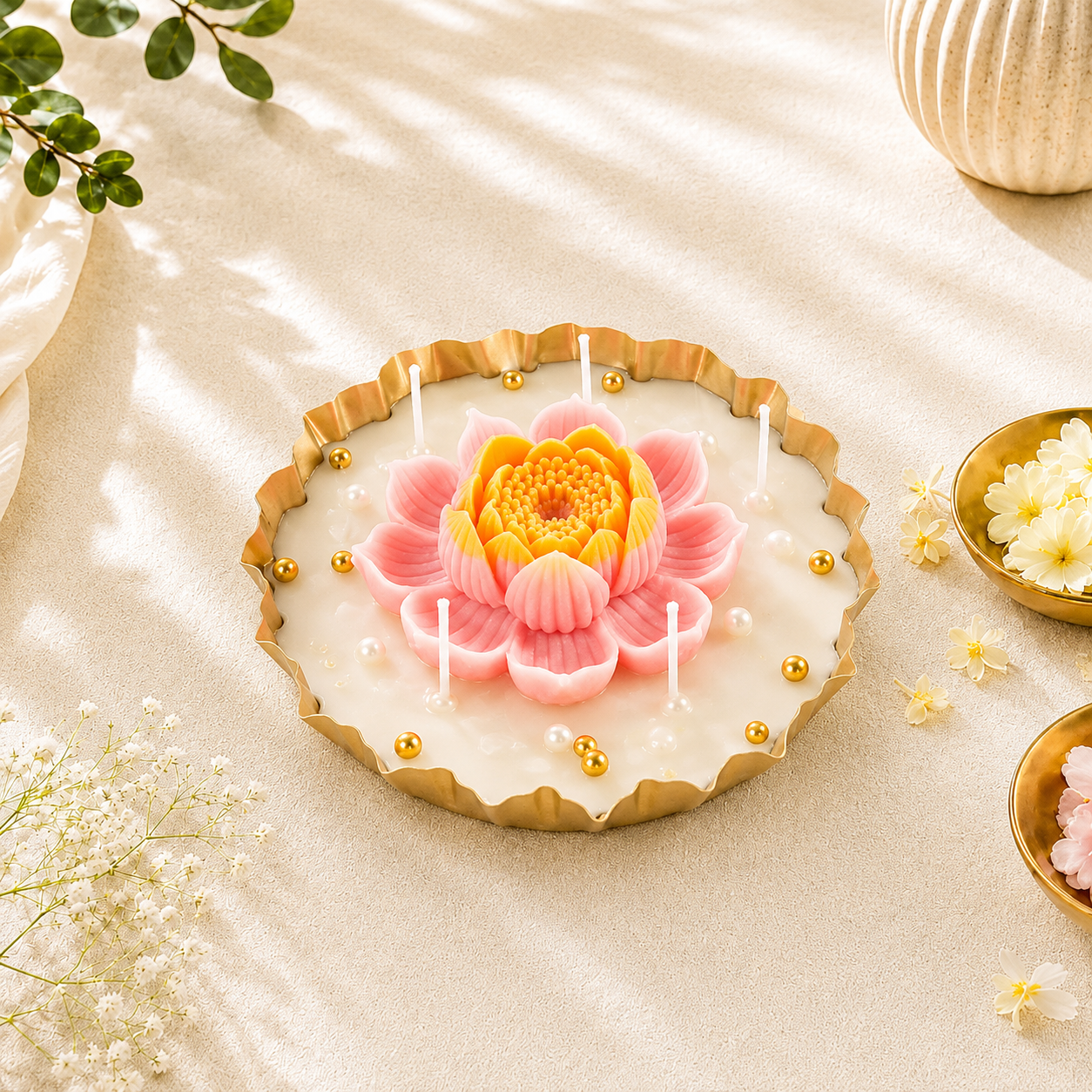 Lotus flower Urli Candle