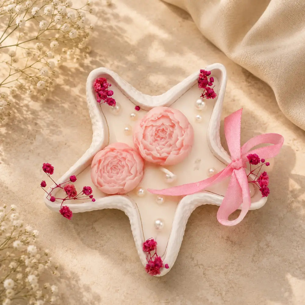 Luxury Star-Shaped Floral Decorative Candle
