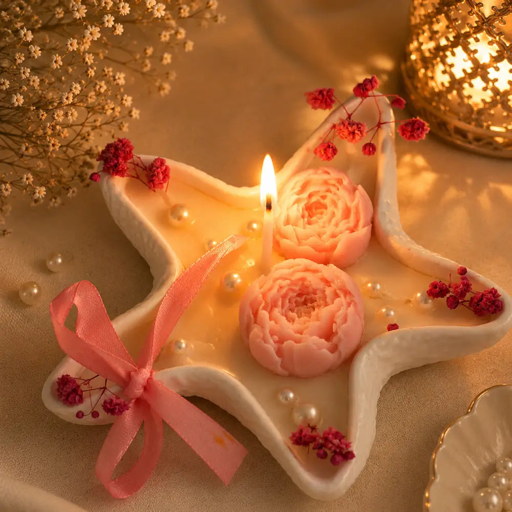 Luxury Star-Shaped Floral Decorative Candle