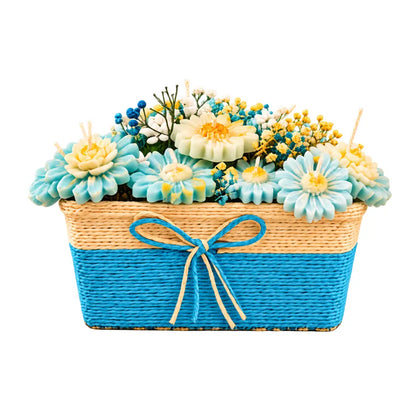 Blue Blush Floral Soy Wax Candle Basket – 16–18 Candles