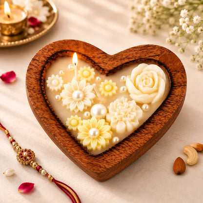 Jasmine Scented Heart Candle Rakhi Gift Hamper