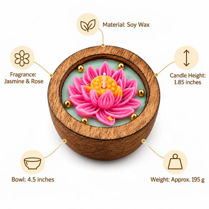 Lotus Wooden Urli Candle