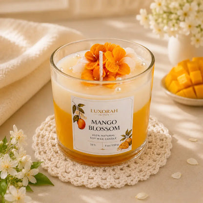 Mango Blossom Soy Wax Scented Glass Jar Candle
