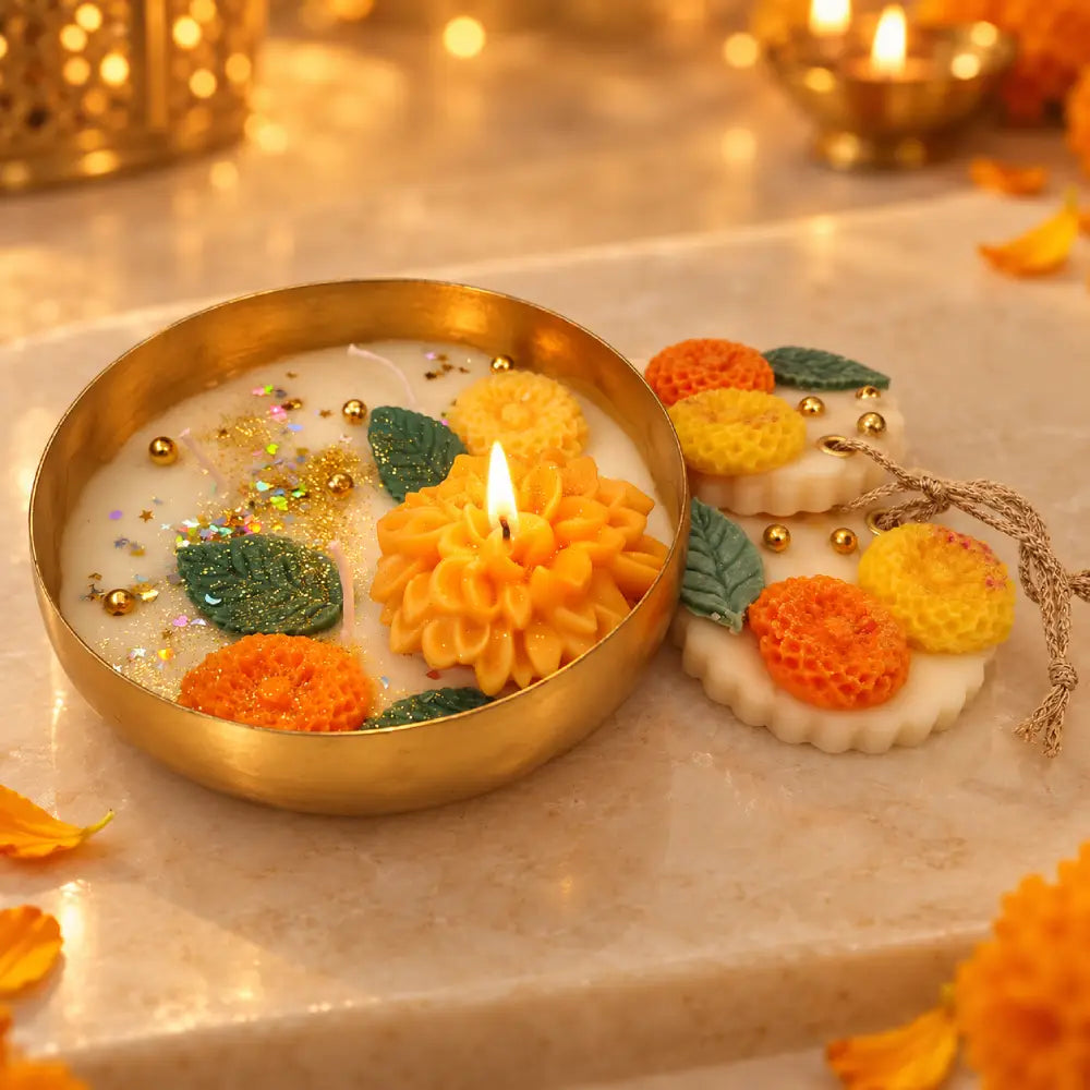 Marigold Glow Urli Candle
