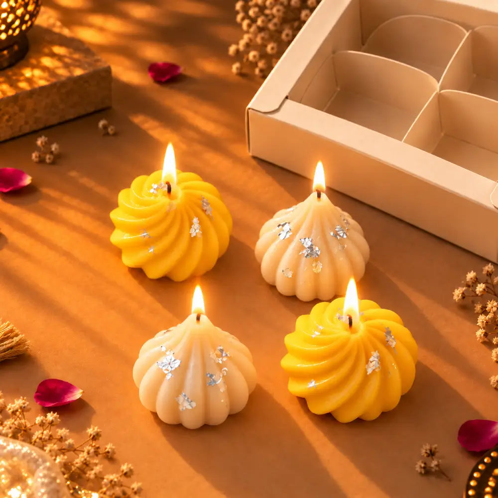 Modak Mithai Candles Box - Set of 4