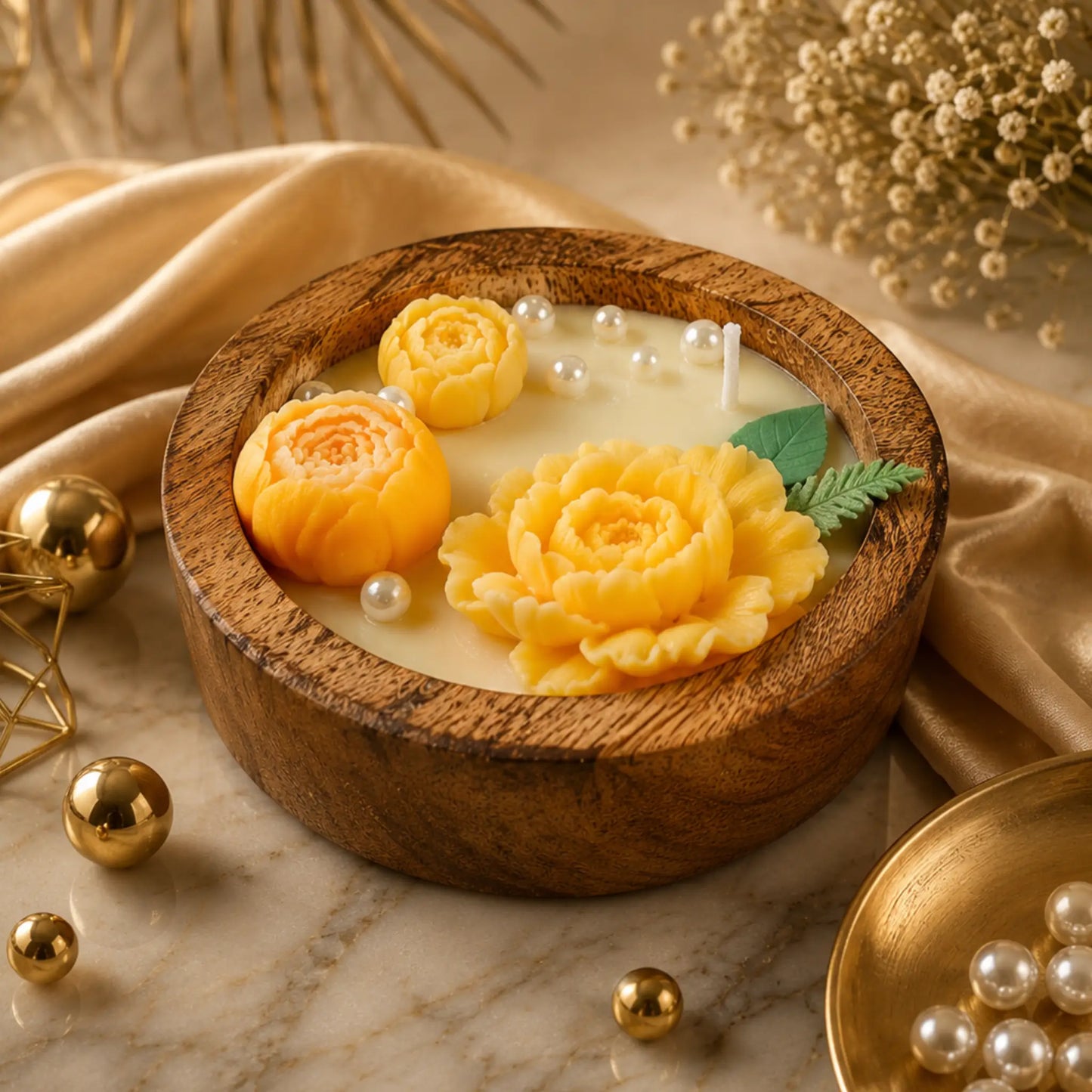 Handcrafted Yellow Rose Scented Candle