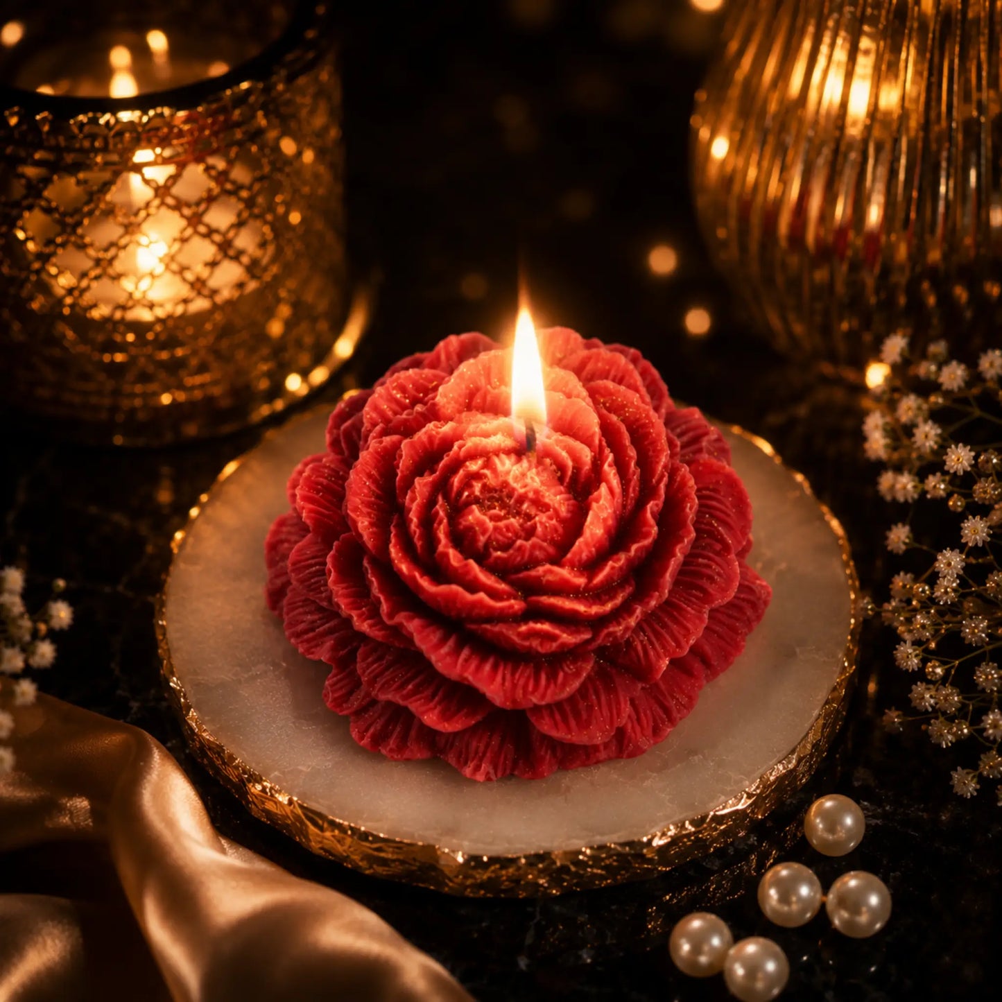 Handcrafted Rose Flower Candle