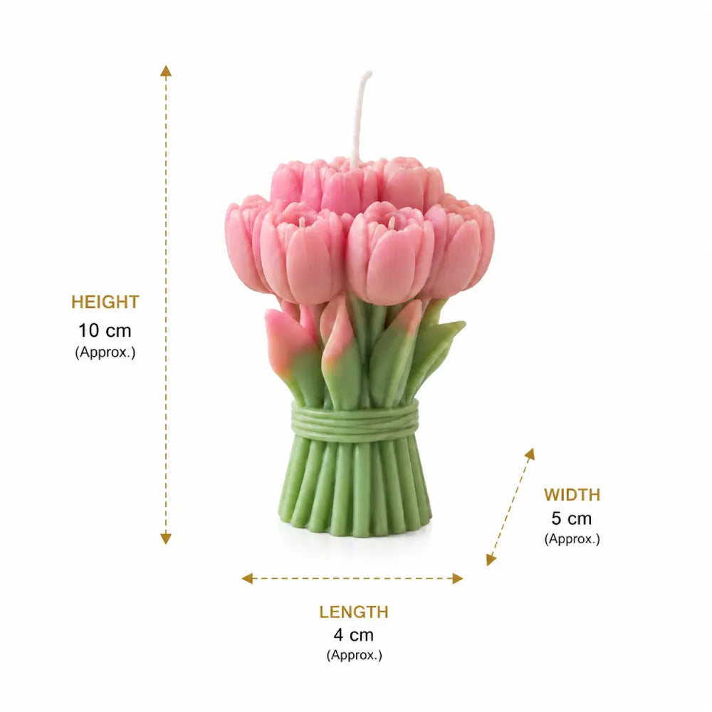 Pink Tulip Bouquet Soy Wax Candles | Set of 6