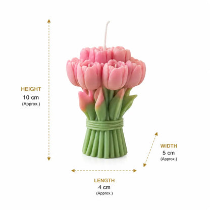 Pink Tulip Bouquet Soy Wax Candles | Set of 6