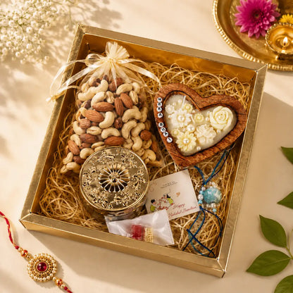 Jasmine Scented Heart Candle Rakhi Gift Hamper