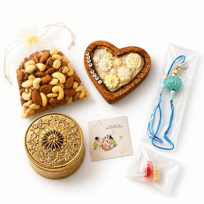 Jasmine Scented Heart Candle Rakhi Gift Hamper