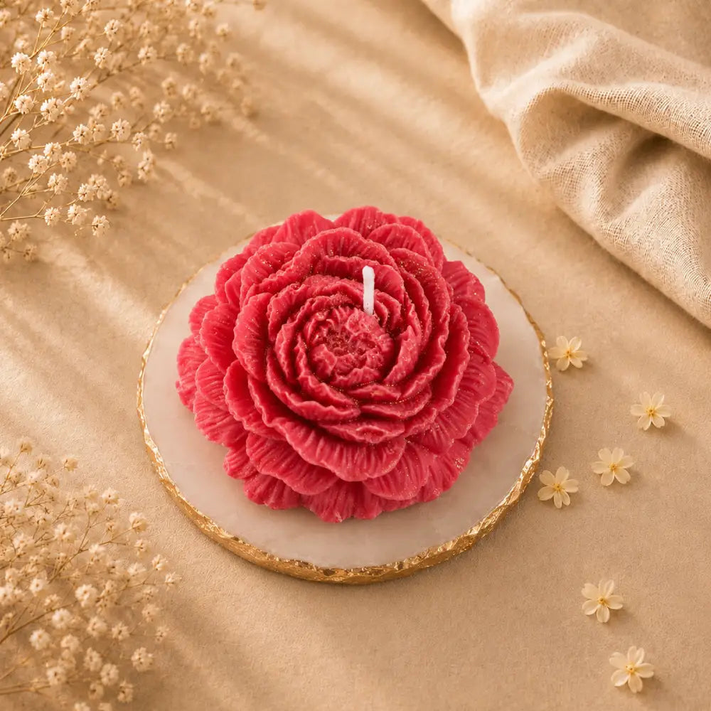 Red Rose Soy Wax Decorative Candle | Set of 6