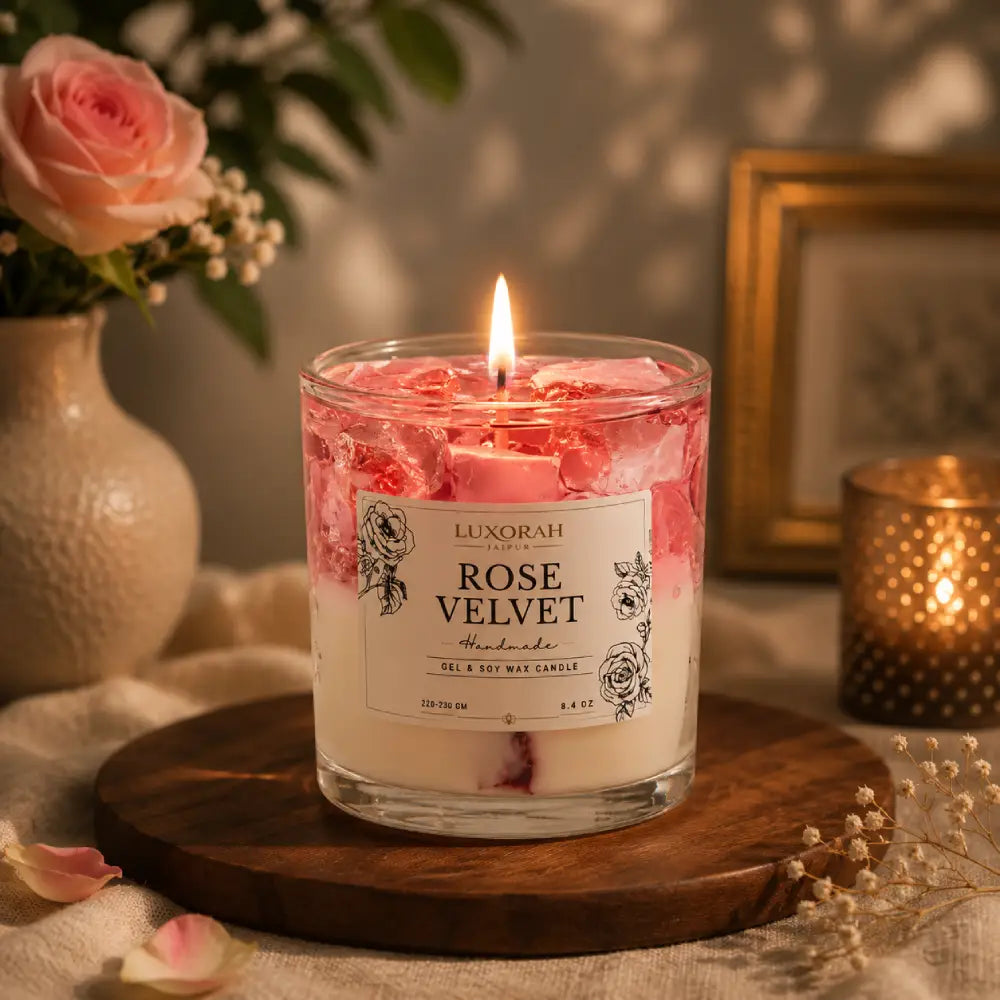 Rose Velvet Gel & Soy Wax Rose Scented Candle