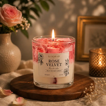 Rose Velvet Gel & Soy Wax Rose Scented Candle