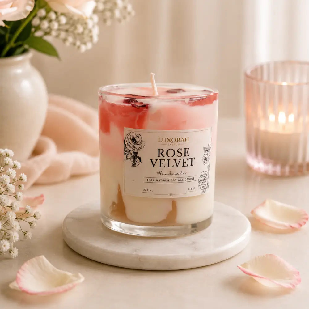 Rose Velvet Gel & Soy Wax Rose Scented Candle