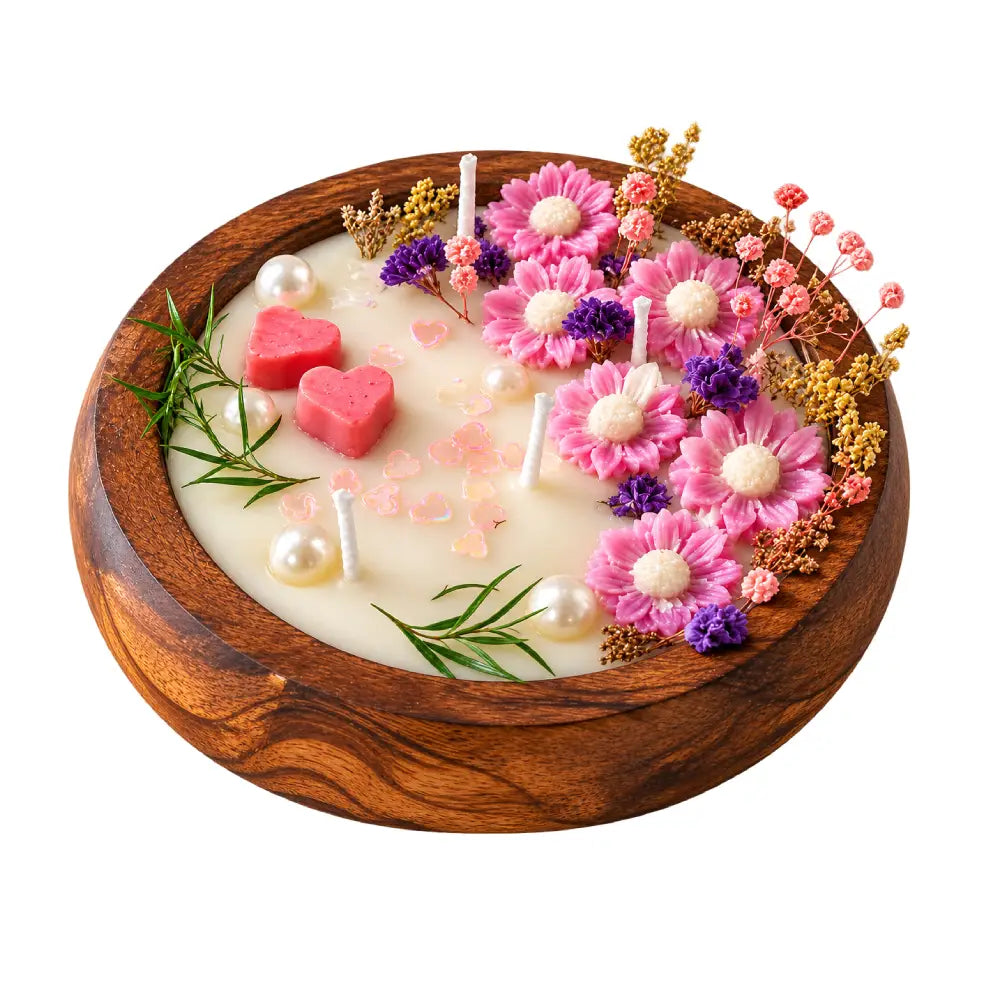 Jasmine Scented Wooden Bowl Candle