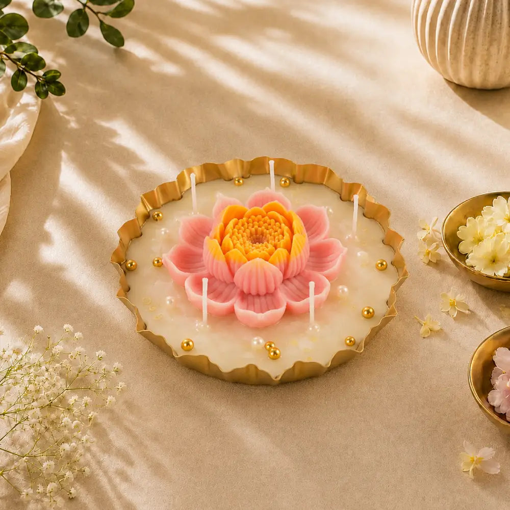 Handmade Floral Urli Candle for Festive Decor