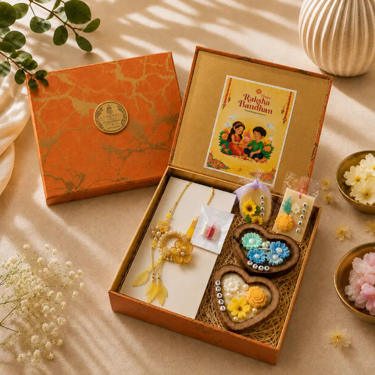 Rakhi Gift Hamper with Decorative Floral Candles