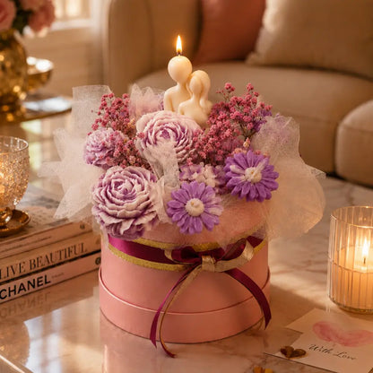 Rose & Jasmine Scented Flower Candles Box