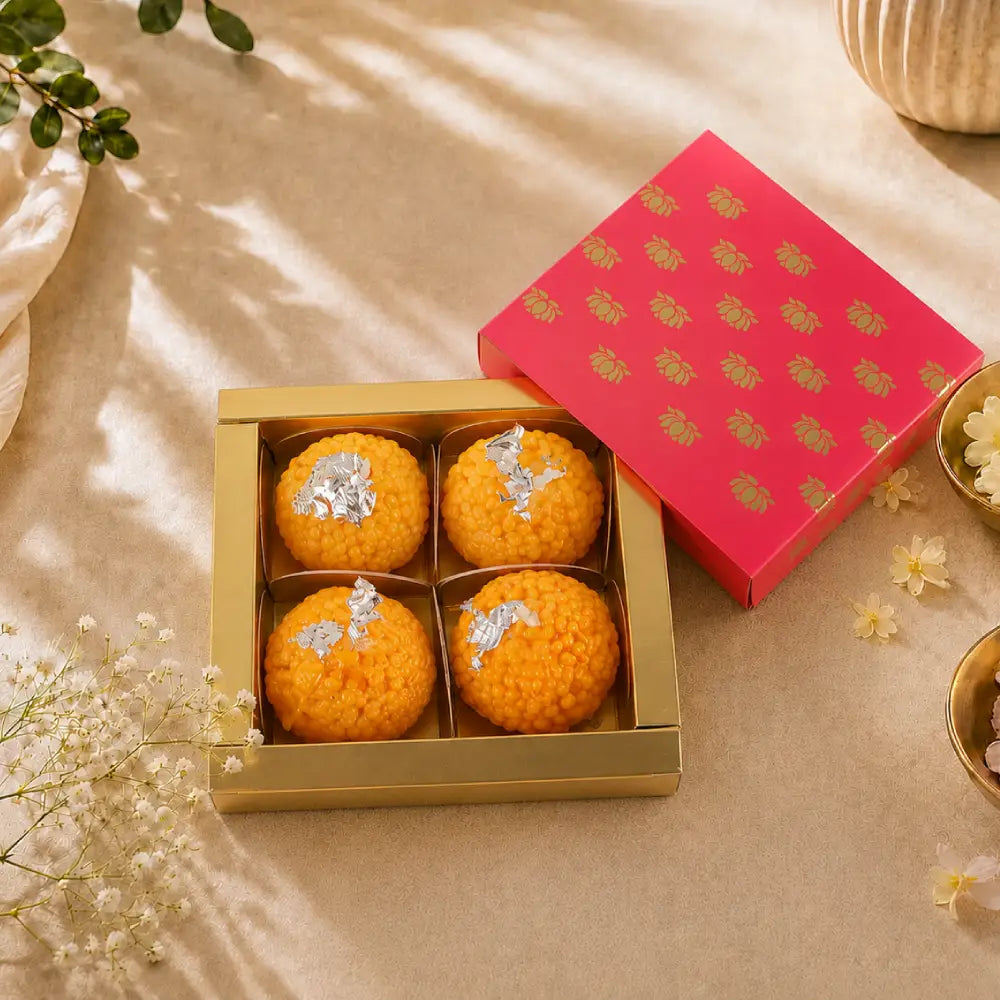 Motichoor Laddu Candle Set – Traditional Festive Decor & Gifting