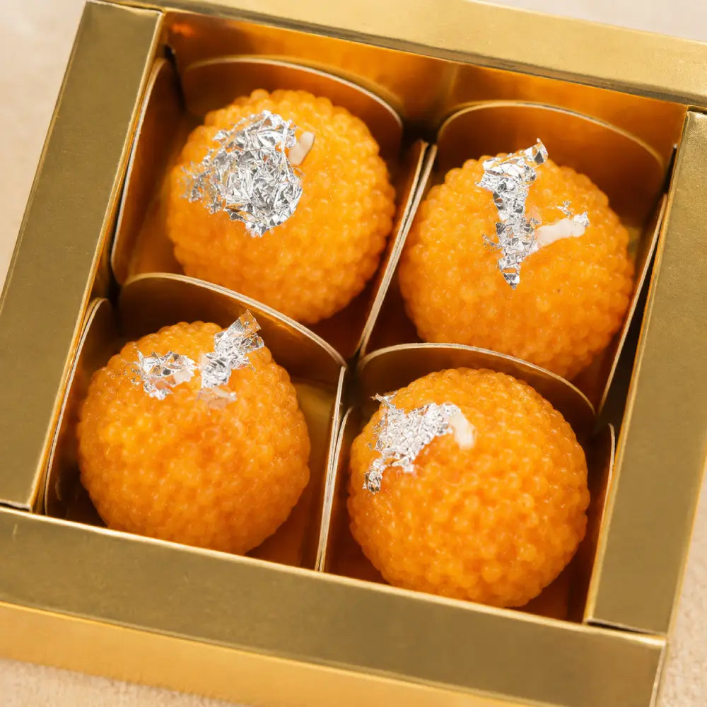 Motichoor Laddu Candle Set – Traditional Festive Decor & Gifting