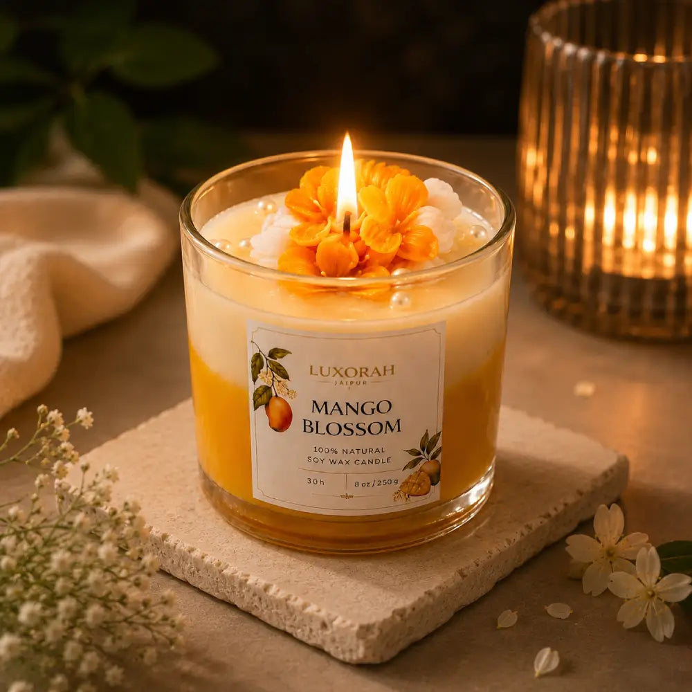 Mango Blossom Soy Wax Scented Glass Jar Candle