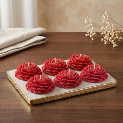 Red Rose Soy Wax Decorative Candle | Set of 6
