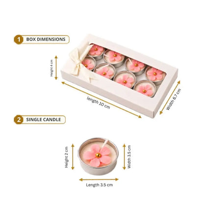Pink Floral Tealight Candle Gift Box Set of 8