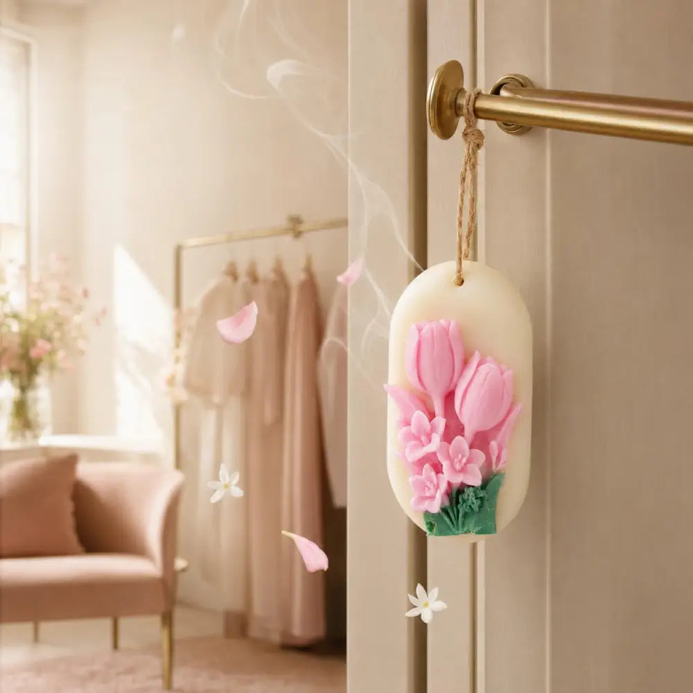 Pink Tulip  Rose Scented Bloom Wax Sachet