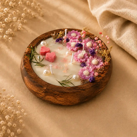 Jasmine Scented Wooden Bowl Candle